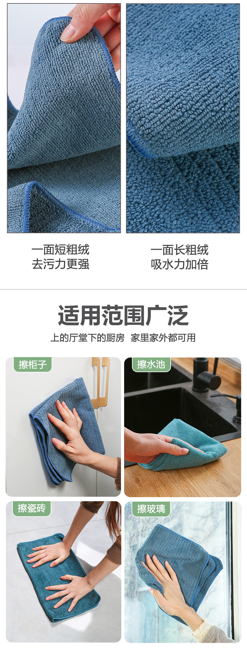 Conteler non-traceable absorbent towel for home use, suitable for cleaning glass, mopping the floor, wiping tables and floors without shedding fibers detail image 9