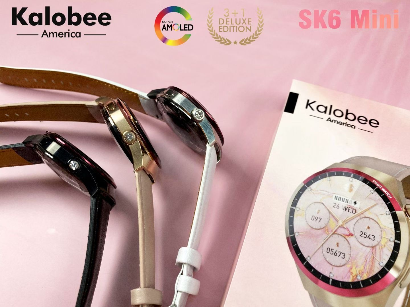 SK6 mini 高品质 女款智能手表 接打电话 测心率 血氧 睡眠监测 运动监测 防水智能手表白底实物图