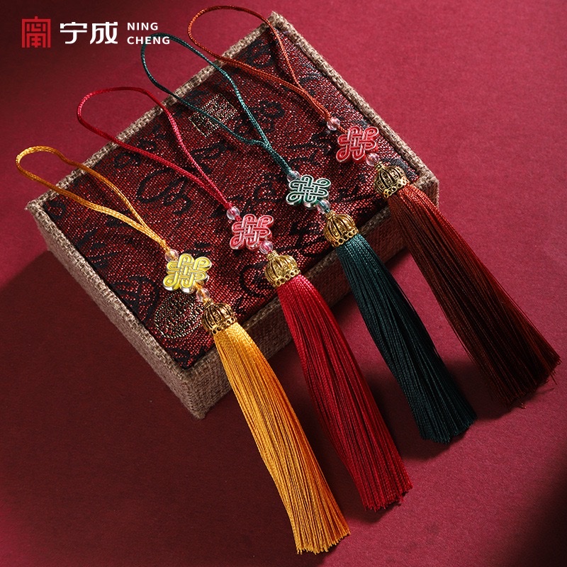 Tassel tassels, crown cloisonne, Chinese knot accessories, retro pendants, Mid-Autumn Festival mooncake gift box, small tassels Specification image