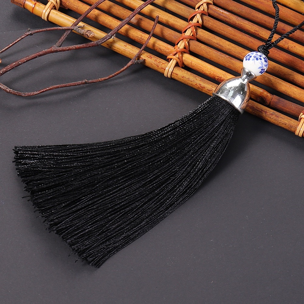 【 Blue and White Porcelain 】 Ancient-style cheongsam with lapels, curtains, tassels, tablecloths, fans, Hanfu with woven tassels and hanging tassels details Picture