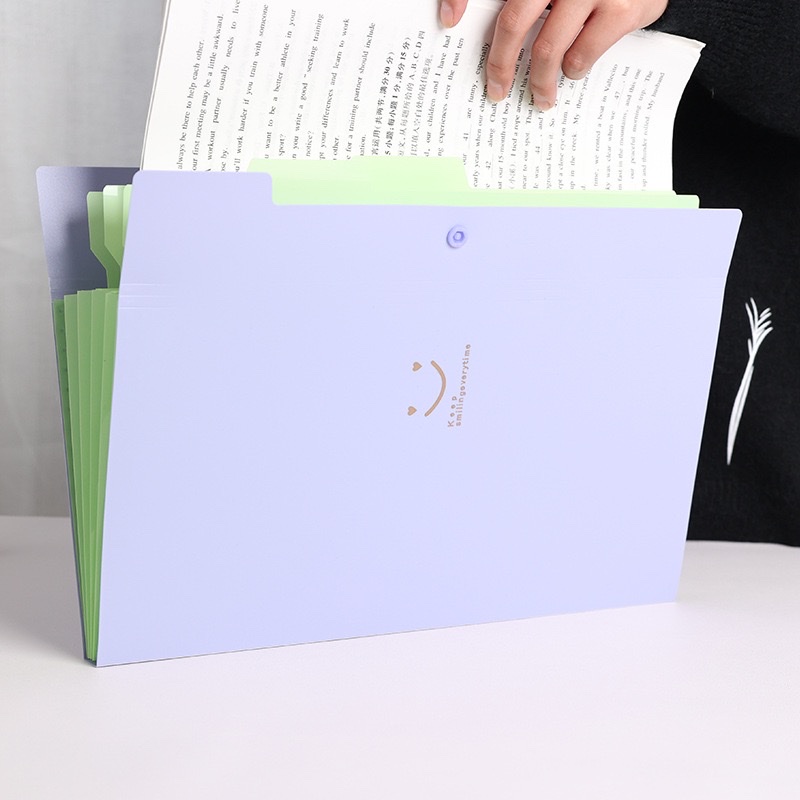 Smiling face file bag student test paper storage materials A4 organ bag Item Picture