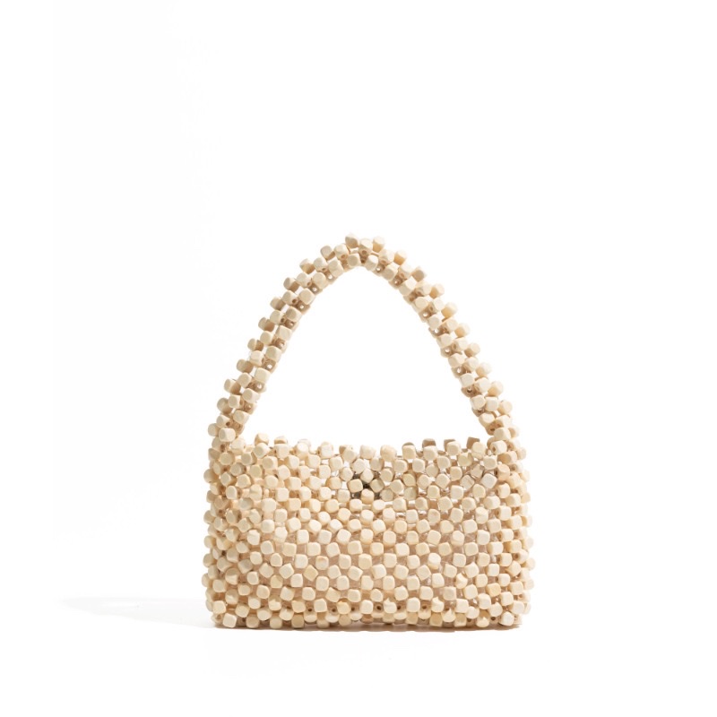 A new retro creative woven hand-held beaded women's bag with a strong sense of handcrafting and high-end chain single-shoulder crossbody bag detail image 6