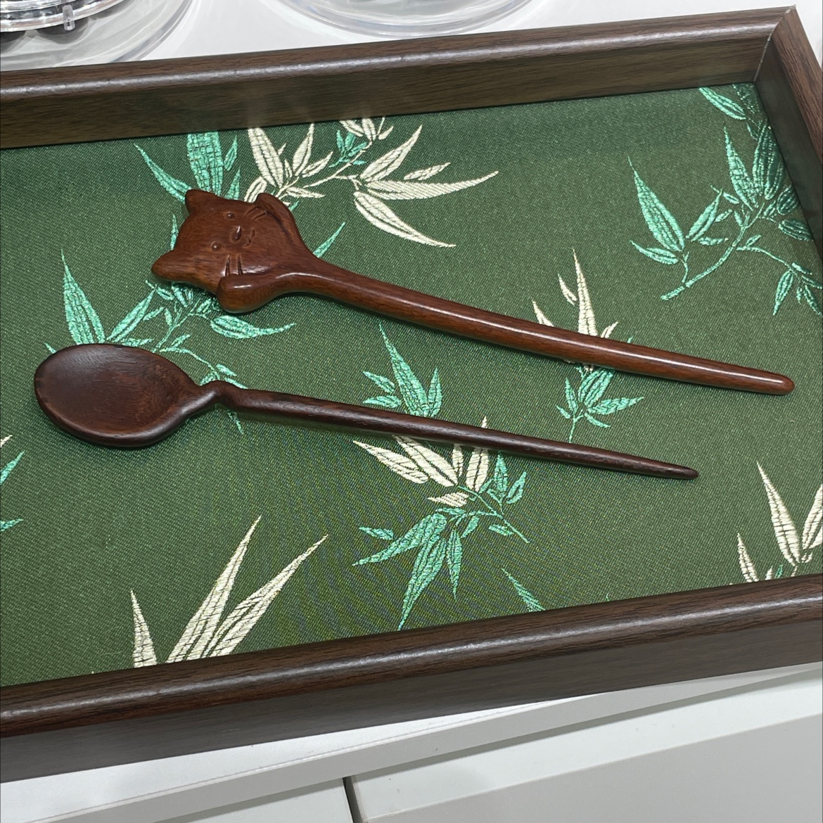 猫咪木质茶勺发簪套装 茶则茶匙发簪两用款