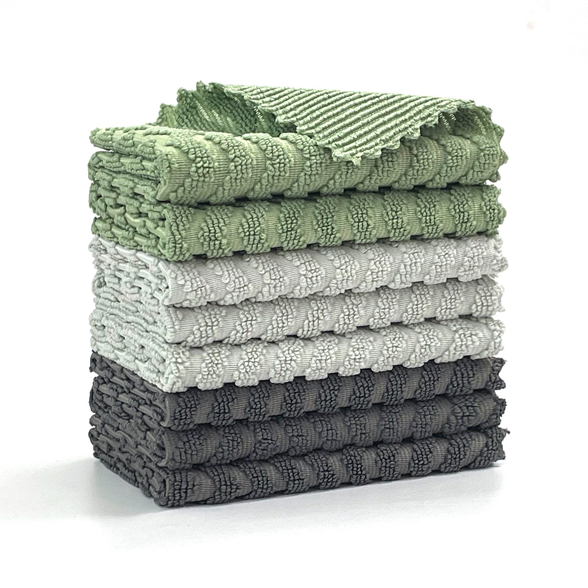 W-patterned double-sided cleaning cloth, thickened, water-absorbent and non-shedding, kitchen dishcloth, household glass cleaning wonder, glass cleaning cloth, lazy person's cleaning cloth detail image 1