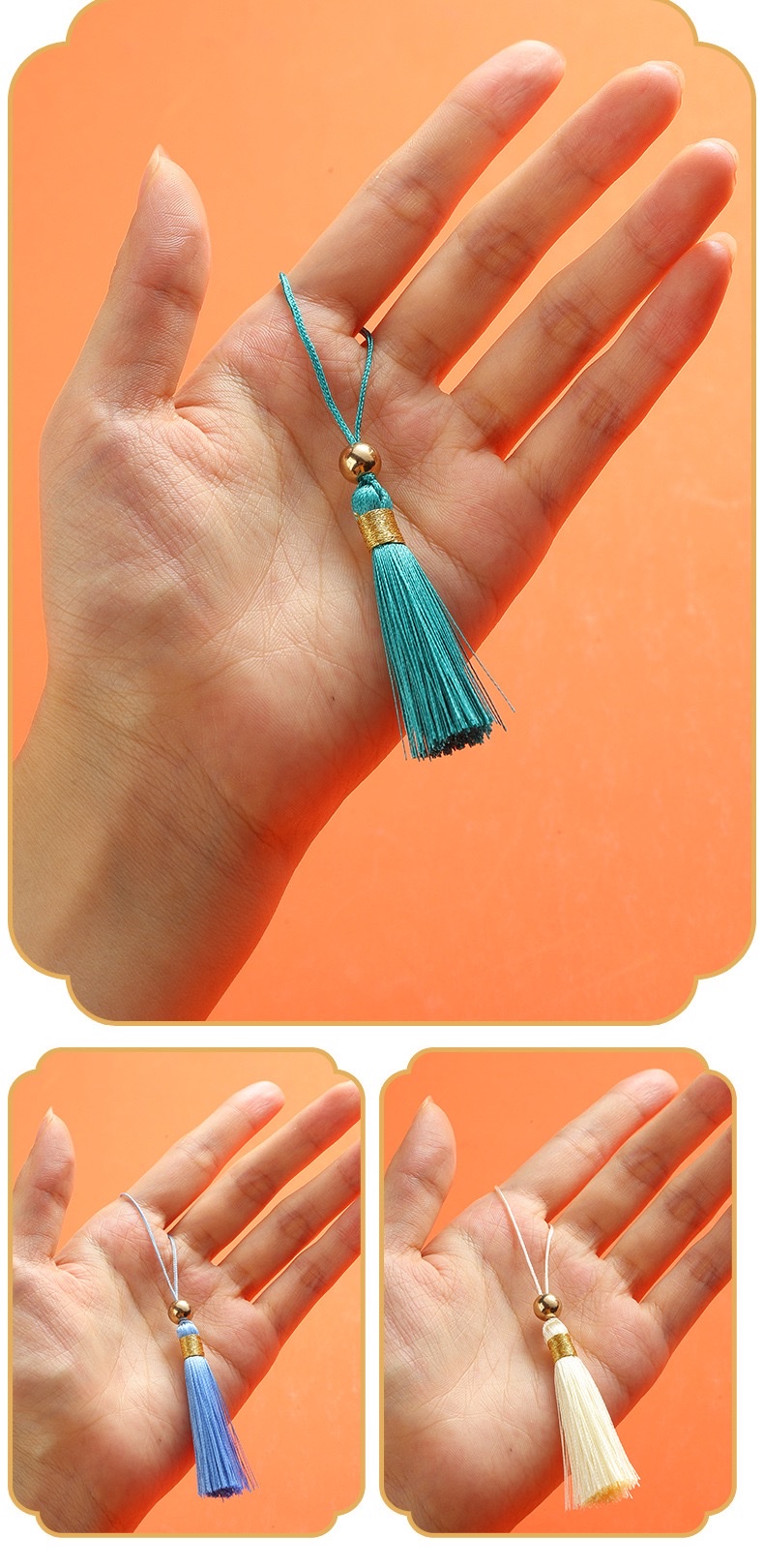 Tassel small pendant, 5 cm, beaded, ancient-style retro bookmark, tassel decoration, pendant accessory, hanging pendant detail image 4