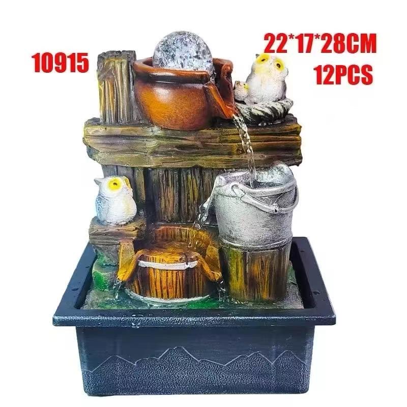 Resin water flow bonsai, home gift, humidifying water wheel, crystal ball, water flow effect, factory direct sales, feng shui items