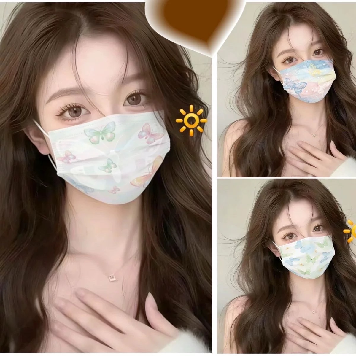 Colorful Butterfly high appearance level Women's mask, summer thin individual packaging, dust-proof, face-enhancing, small sun protection detail image 4