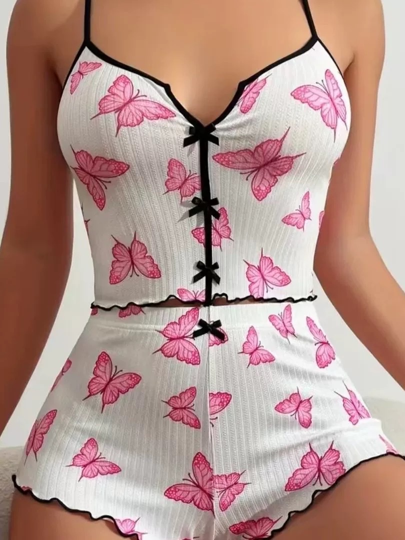 Sexy women's halter shorts set, sexy underwear, home wear, halter vest Specification drawing