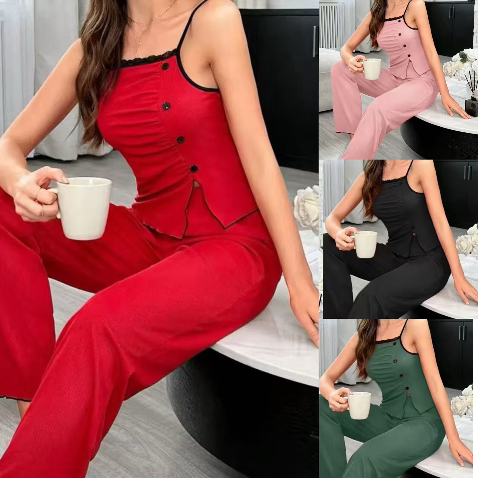 The new summer women's pajamas are sexy and can be worn outside as a home outfit full figure