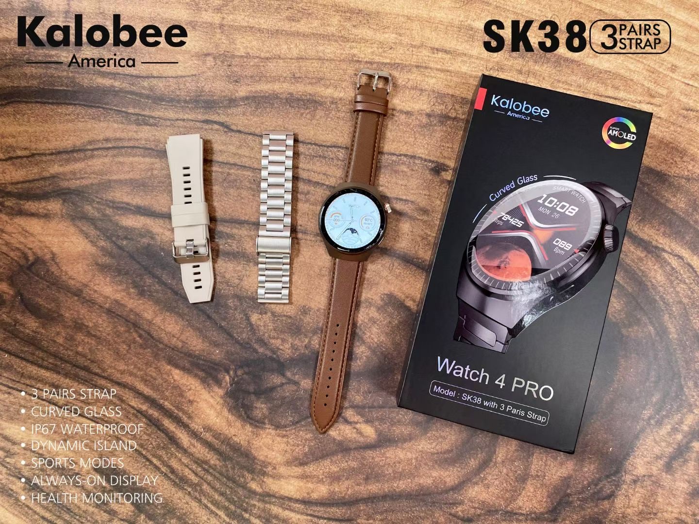 The SK38 high-quality men's smartwatch is designed for making and receiving calls, measuring heart rate, blood oxygen, sleep monitoring, and sports monitoring. It is a waterproof smartwatch Specification image