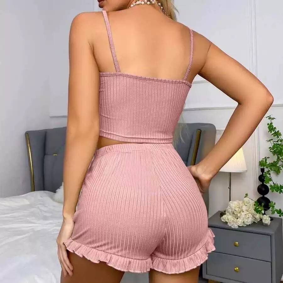 性感蕾丝花边吊带短裤套装 Sexy Lace Strap Top Shorts Set详情图6