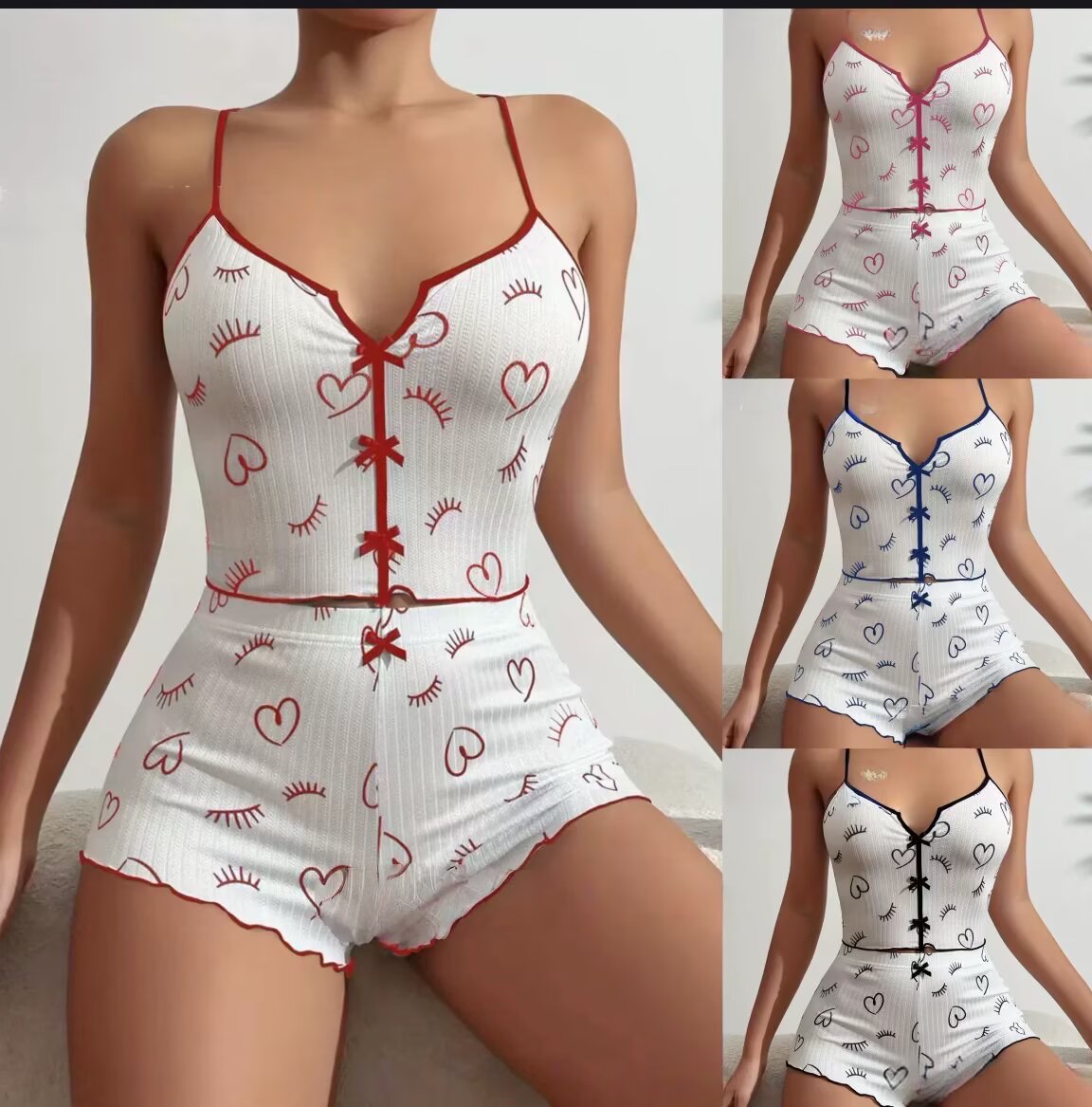 Sexy women's halter shorts set, sexy underwear, home wear, halter vest full figure
