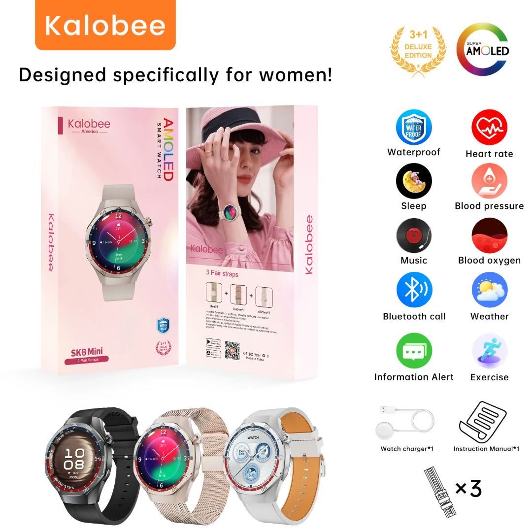 SK8 mini 高品质 女款智能手表 接打电话 测心率 血氧 睡眠监测 运动监测 防水智能手表详情图2
