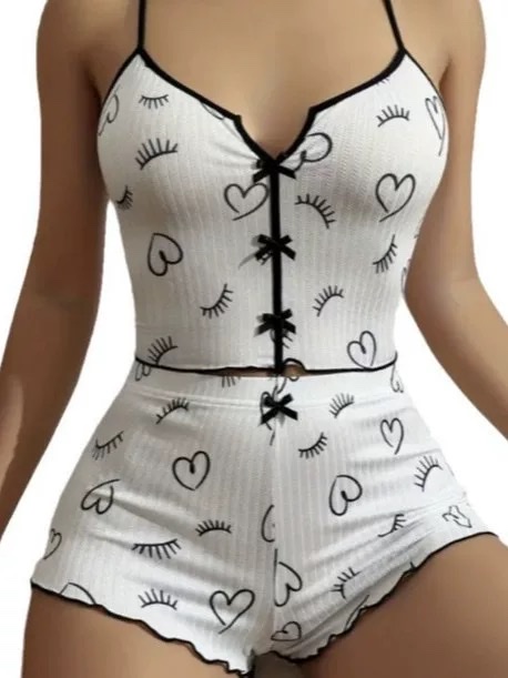 Sexy women's halter shorts set, sexy underwear, home wear, halter vest details Picture