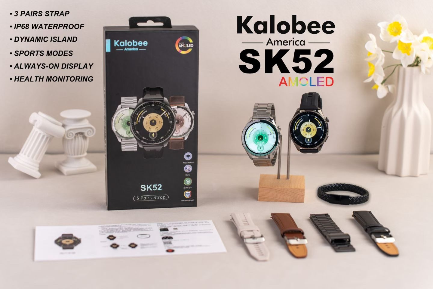 SK52 high-quality men's smartwatch for making and receiving calls, heart rate, blood oxygen, sleep monitoring, sports monitoring, waterproof smartwatch