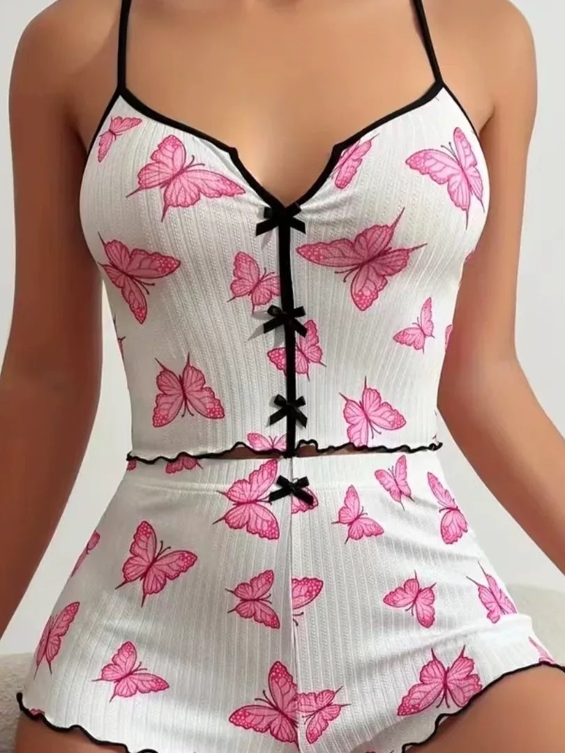 Sexy women's halter shorts set, sexy underwear, home wear, halter vest Item Picture
