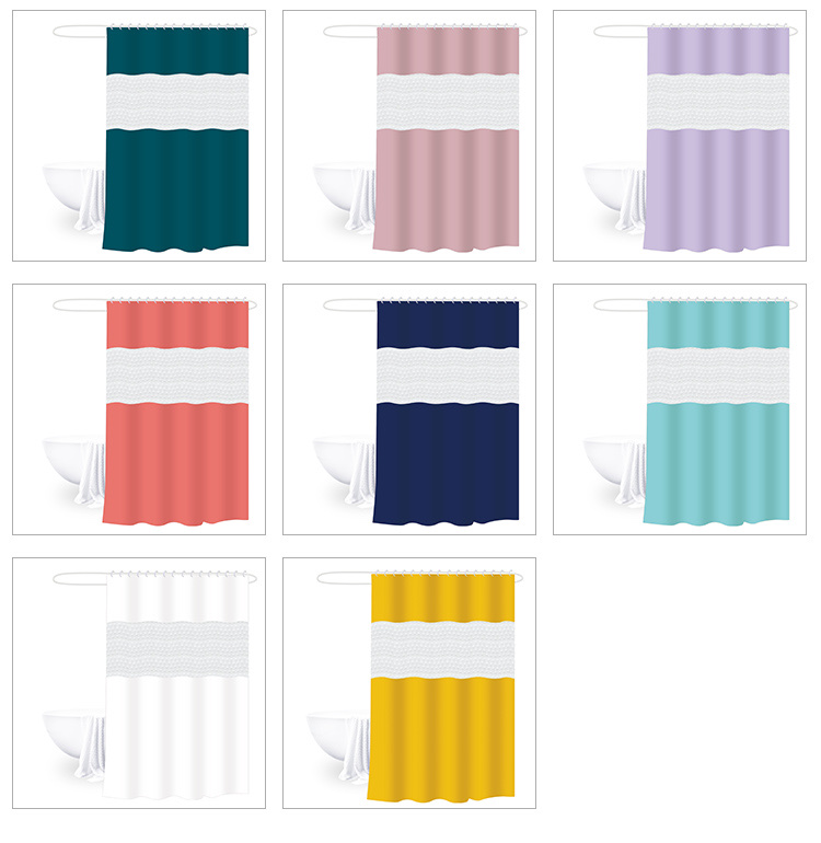 浴帘180*200纯色加厚拼接浴帘浴室帘peva半透洗澡防水卫生间浴帘 Item Picture