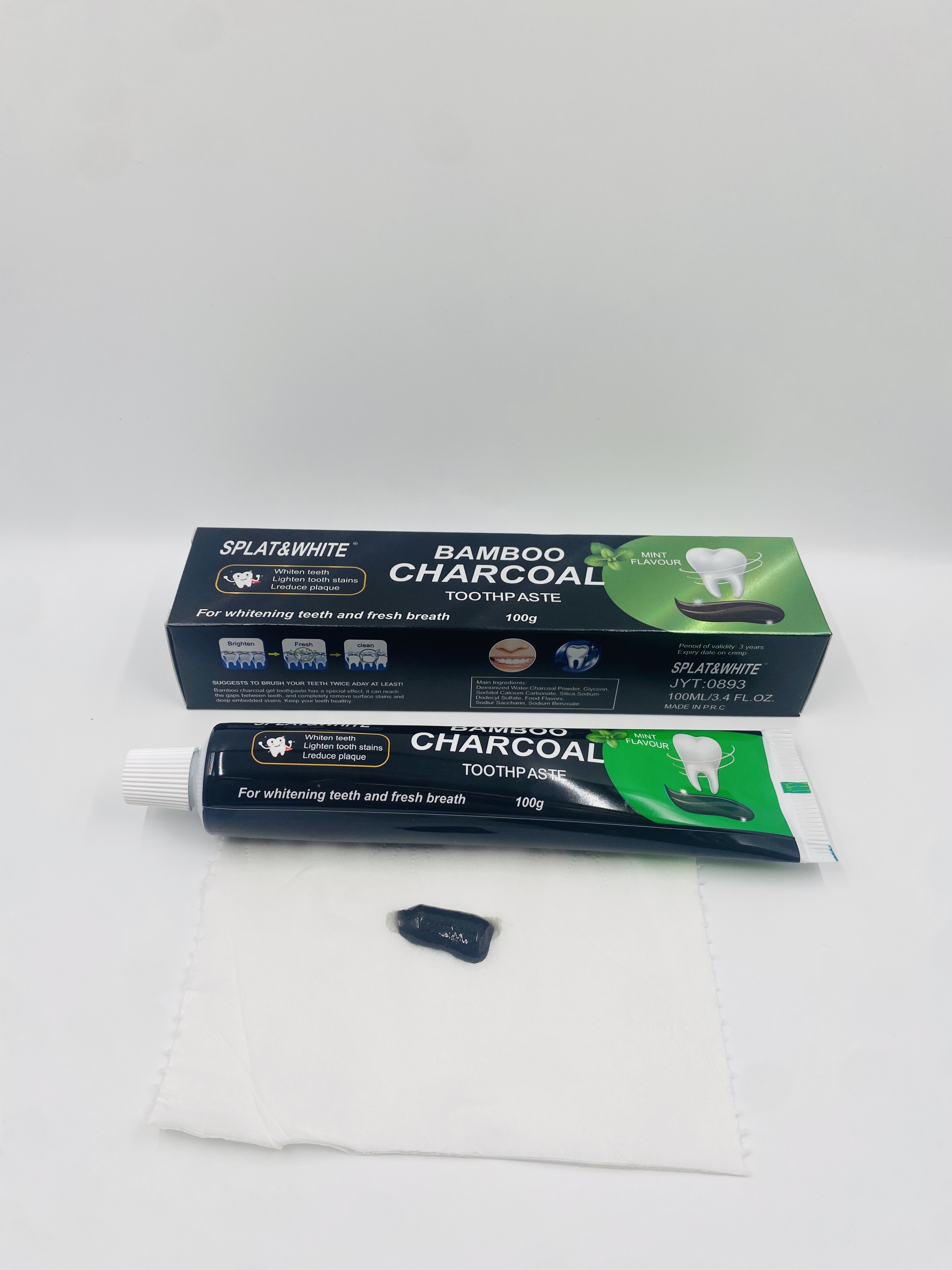 外贸英文出口牙膏活性炭薄荷味现货供应竹炭牙膏产品图