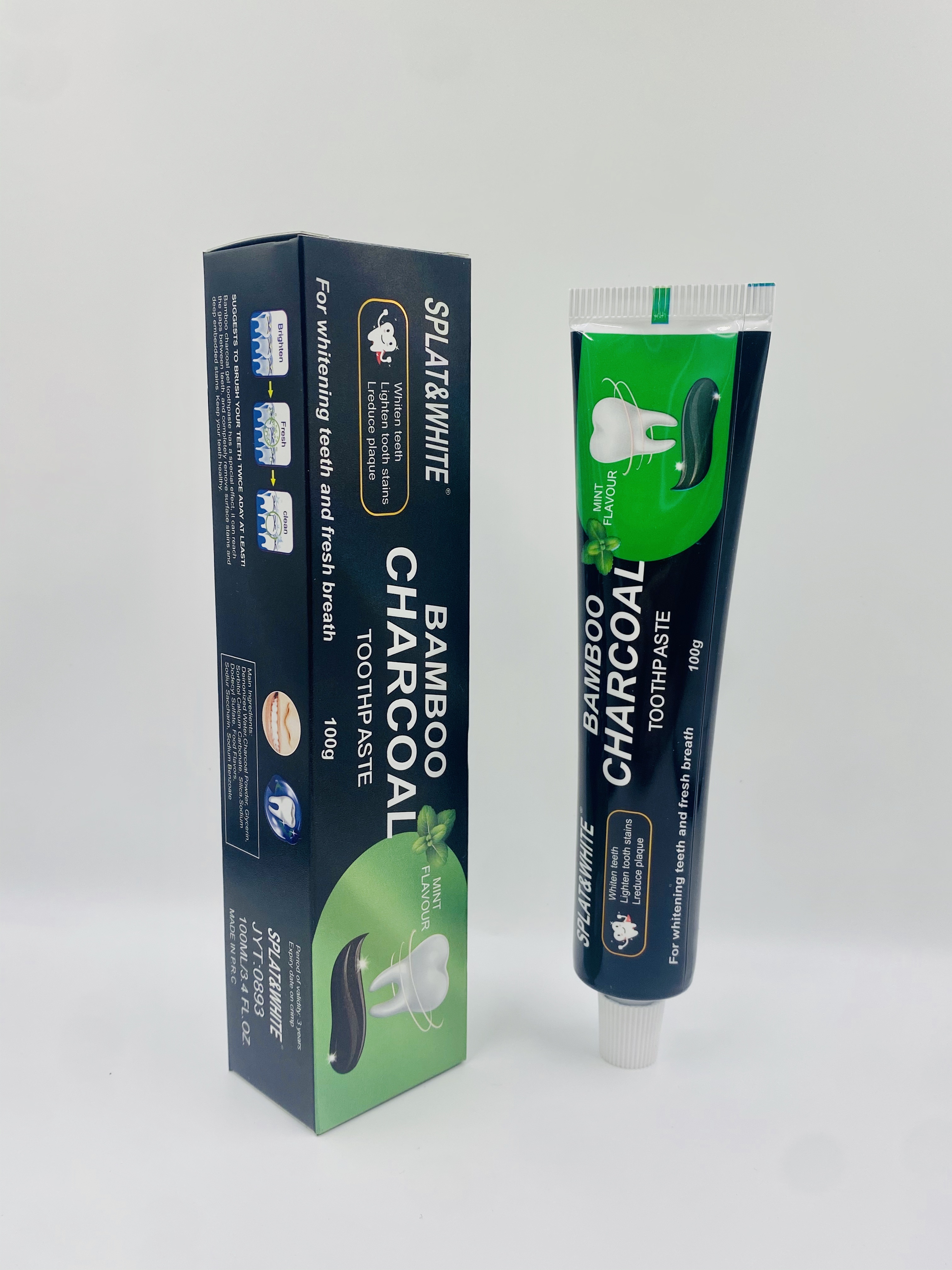 外贸英文出口牙膏活性炭薄荷味现货供应竹炭牙膏细节图