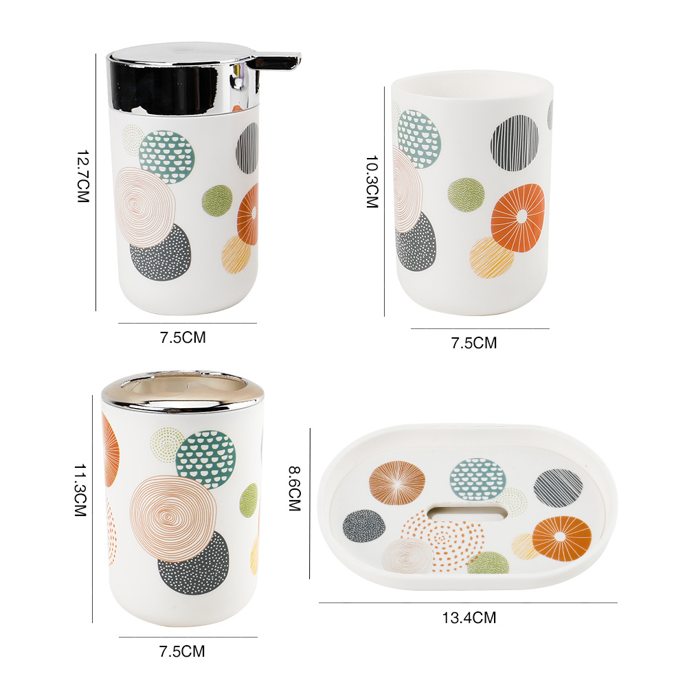 新款塑料卫浴套件bathroomset 卫浴用品浴室家居洗漱套装印花套装四件套 details Picture