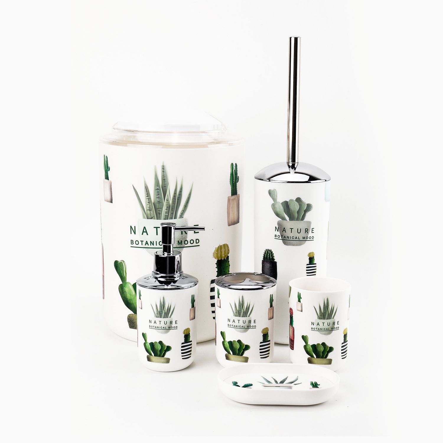 新款塑料卫浴套件bathroomset 卫浴用品浴室家居洗漱套装印花套装六件套 full figure
