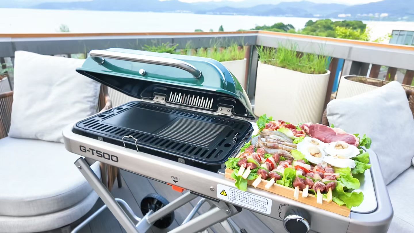 Outdoor gas barbecue grill, household courtyard villa portable barbecue rack detail image 2