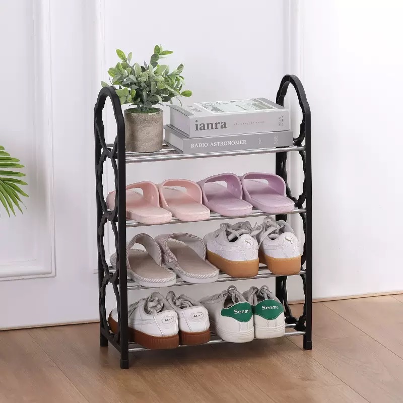 Four-layer stainless steel storage rack, simple shoe rack, household assembly, detachable, multi-functional storage shoe rack for student dormitories Application Scenario