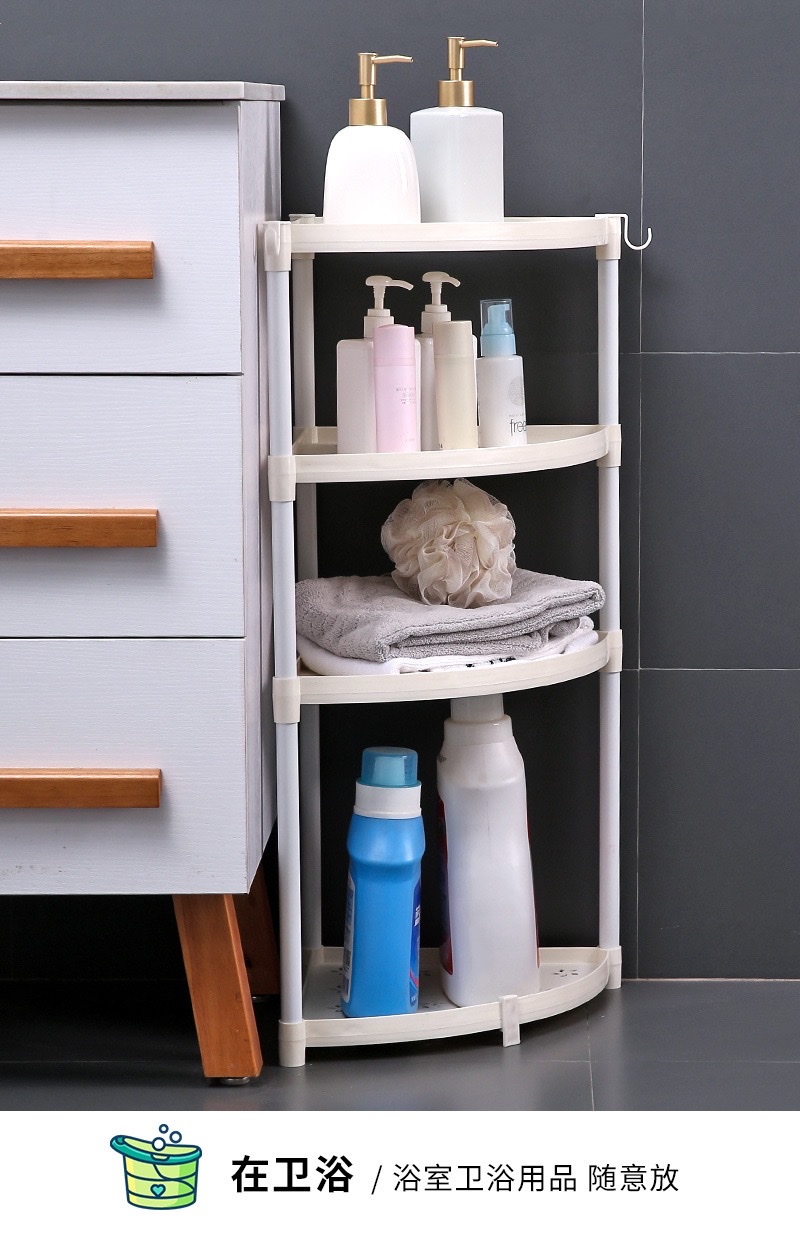 家用厨房客厅转角置物架落地多层三角形收纳整理塑料架子多层收纳 详情图3