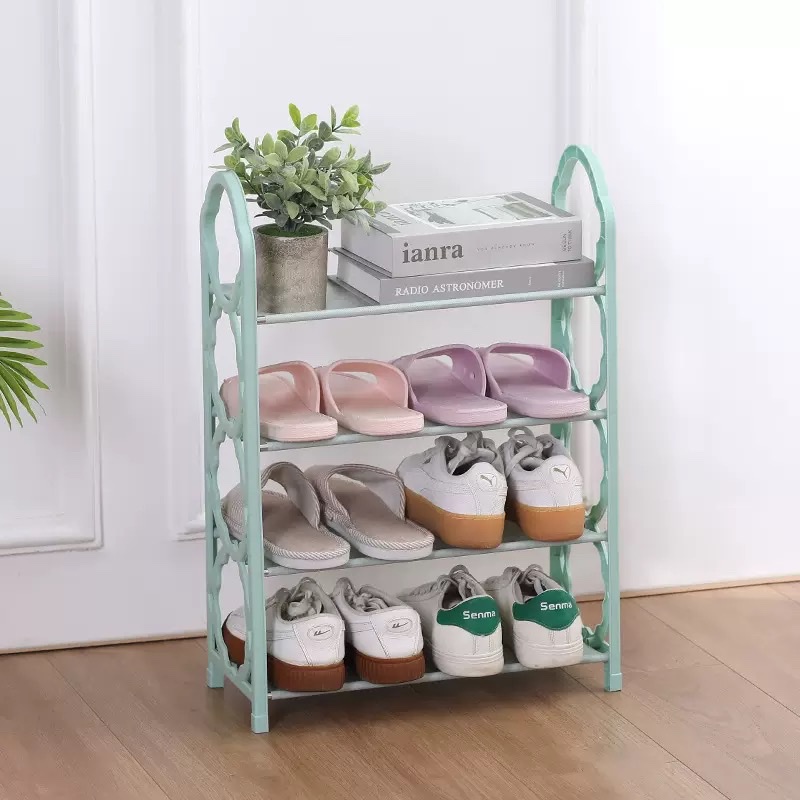 Four-layer stainless steel storage rack, simple shoe rack, household assembly, detachable, multi-functional storage shoe rack for student dormitories Specification image
