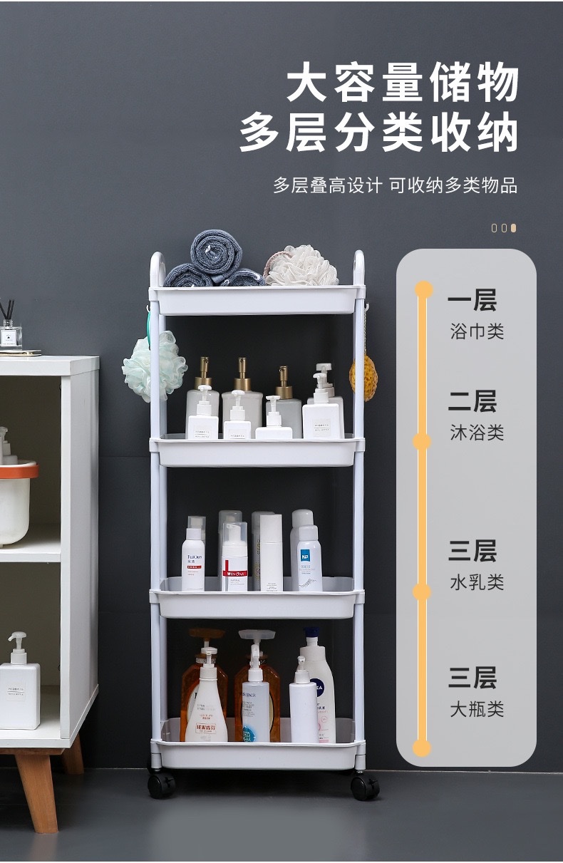 家用落地可移动收纳脏衣篮防尘多功能卧室浴室收纳筐免打孔收纳详情图3