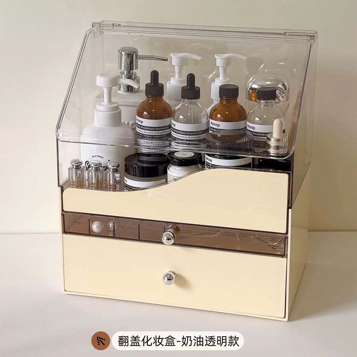 High-end drawer-style cosmetic storage box, desktop dressing table, and skin care product rack details Picture