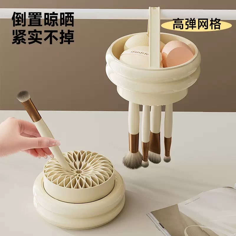化妆品收纳盒家用高级感卧室梳妆台带盖防尘化妆刷透明收纳盒塑料