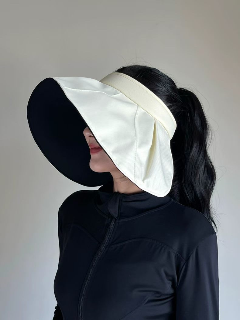 Black figure sun hat, large sun-protective breathable wide-brimmed hat, straw hat, sun-protective hat, sun hat