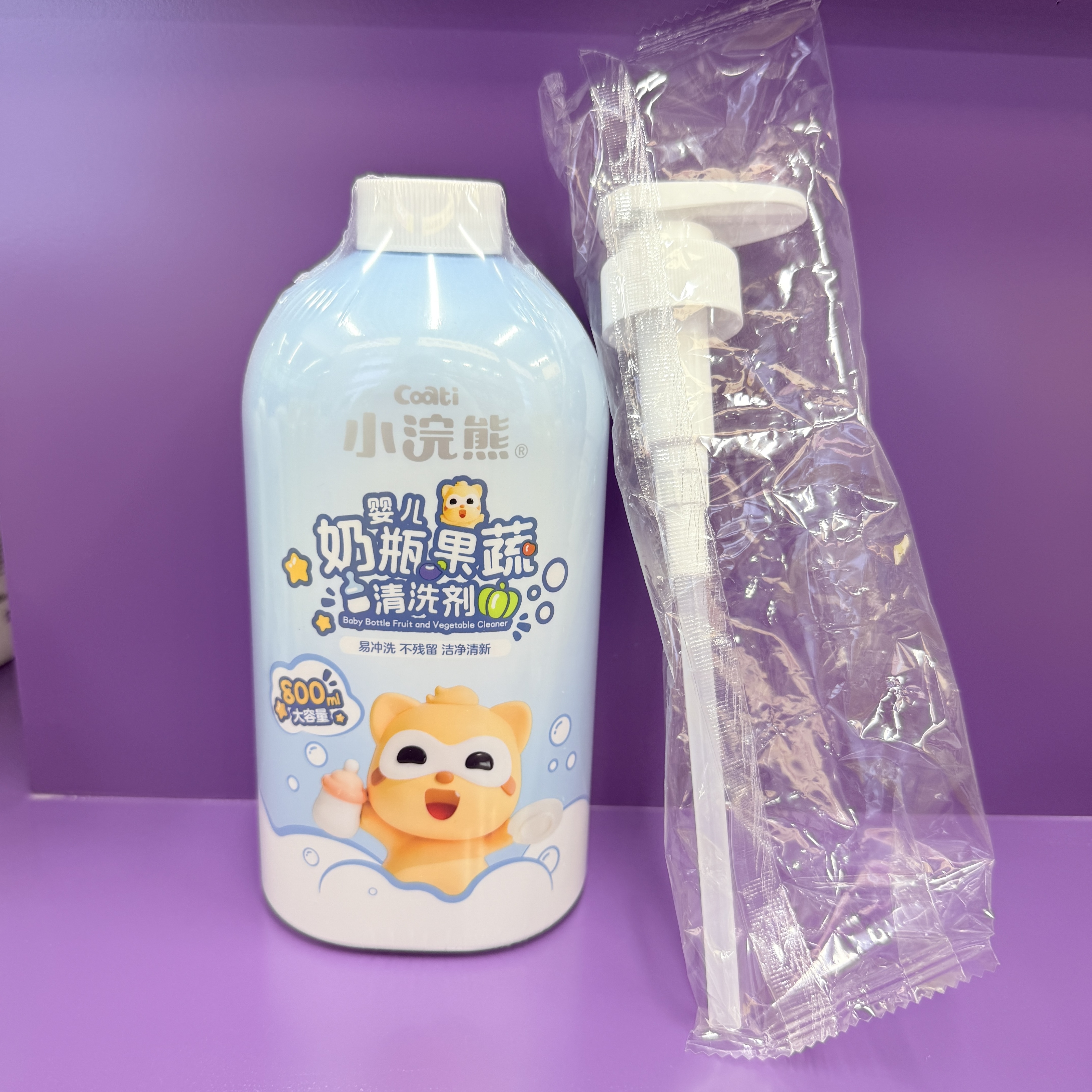 Coati/ Little Raccoon Baby Bottle Fruit and Vegetable Cleaner 800ml Large Capacity details Picture