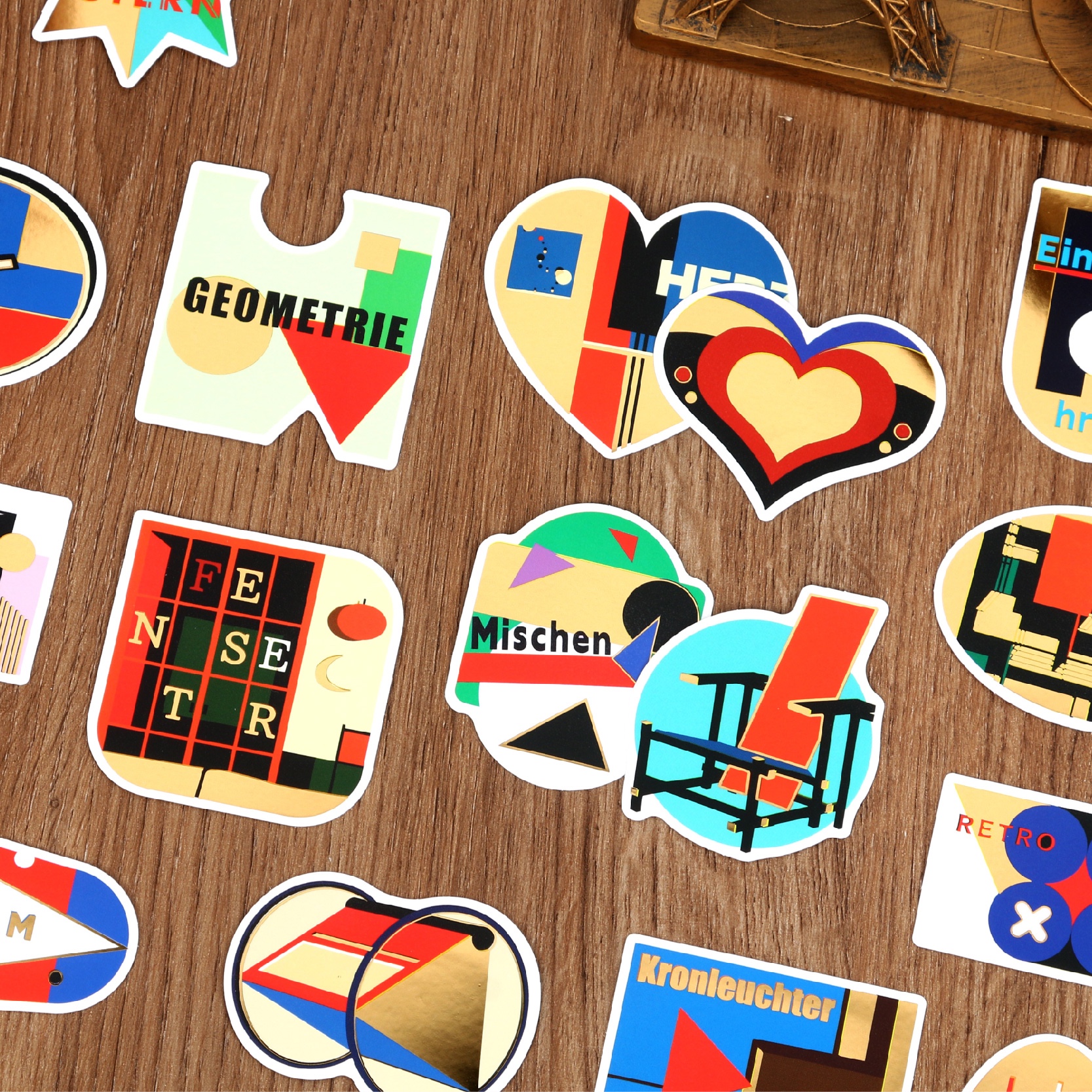 Creative German national stickers, gold-embossed special paper, mobile phone stickers, luggage stickers detail image 2