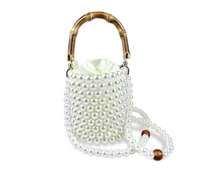 New Chinese-style beaded hand-held bucket bag, European and American fashionable pearl chain crossbody bag
