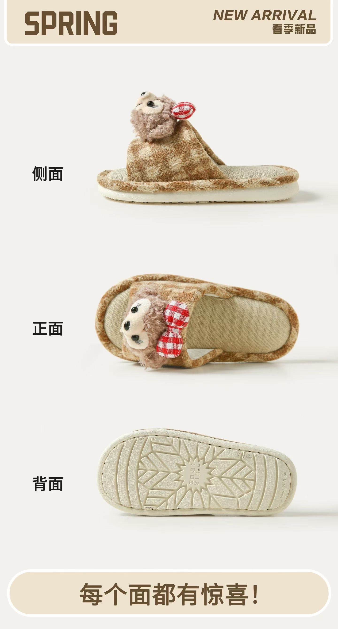 New fashionable fabric slippers for women's summer home, breathable and comfortable. Spring and summer versions of Dafi skin-friendly cotton and linen, perfectly matched with fashion and color. Parent-child home shoes, sweat-absorbing and breathable linen indoor slippers detail image 6