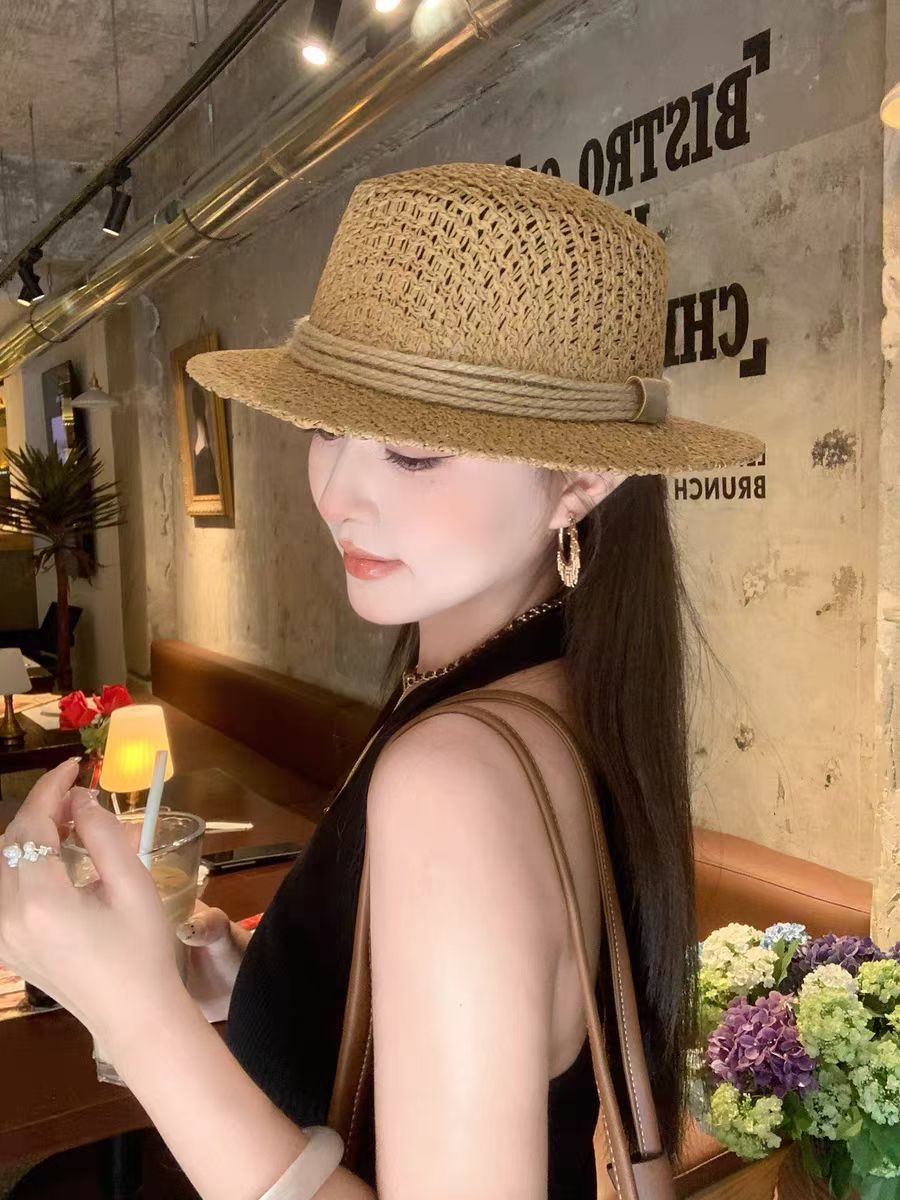 Sun protection and shading straw hat, breathable, comfortable, UV-resistant, wide-brimmed cap details Picture
