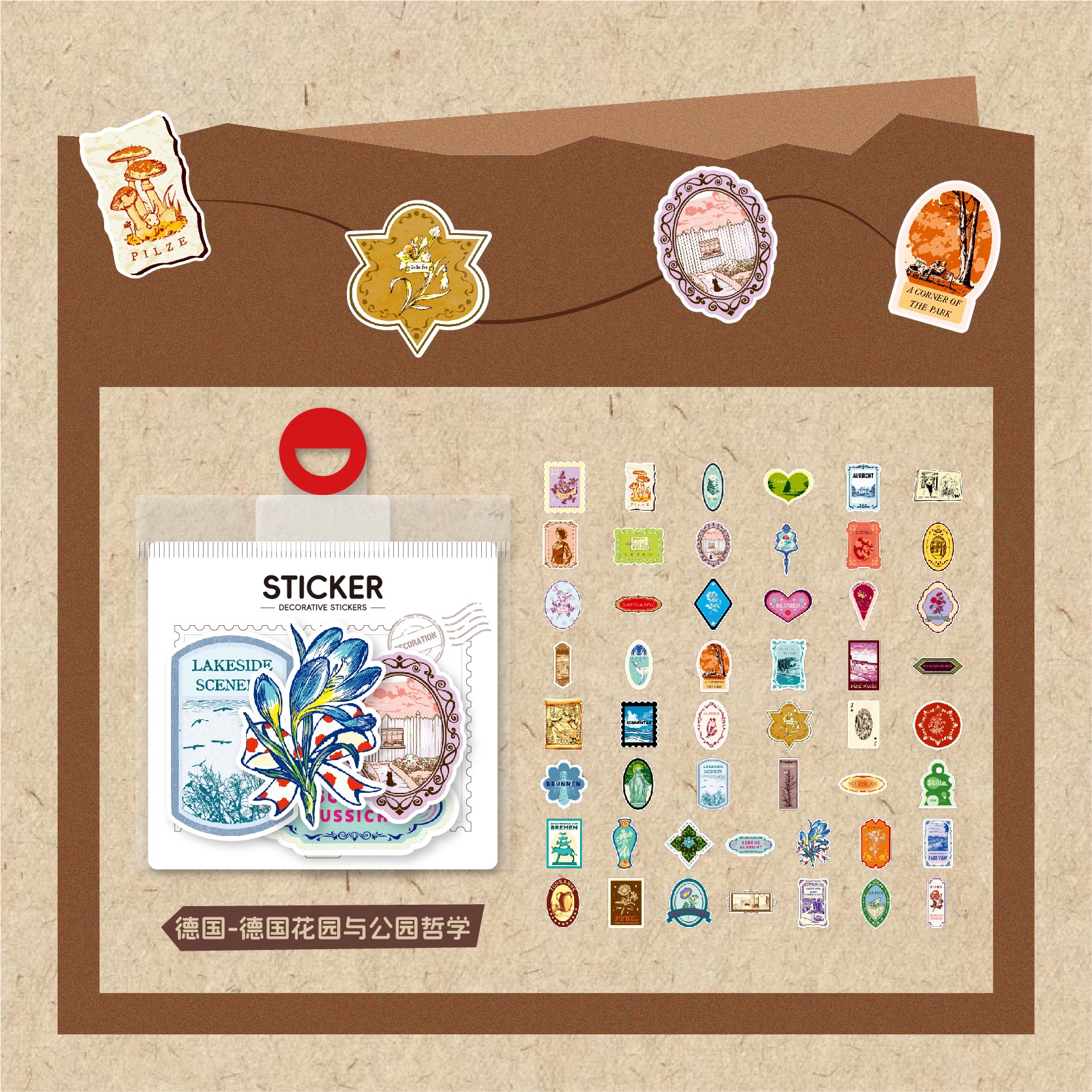 Creative Country stickers, gold-embossed special paper, mobile phone stickers, luggage and water cup stickers detail image 2