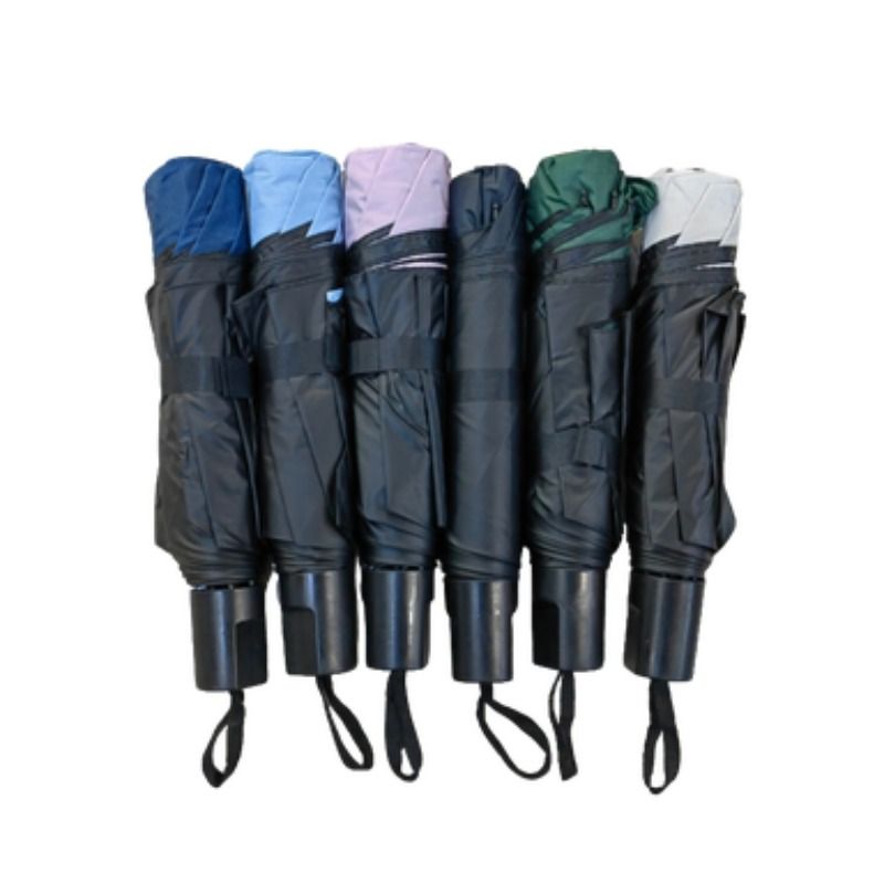 Hengdun manual folding basic model umbrella black rubber sun protection and shade umbrella manufacturer in stock, three-fold black rubber weather umbrella, solid color folding umbrella, advertising gift umbrella, customizable LOGO wholesale Item Picture
