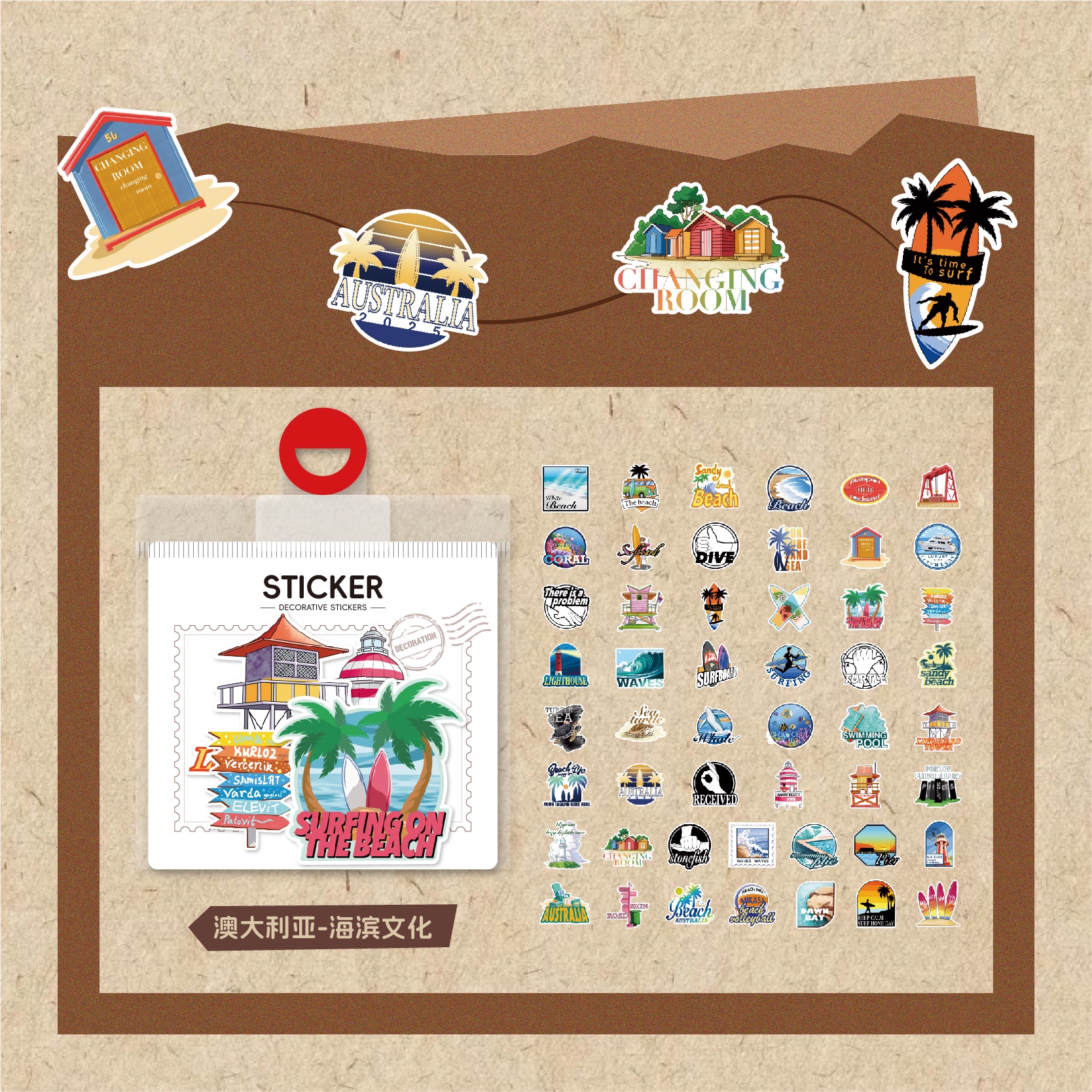 Creative Country stickers, gold-embossed special paper, mobile phone stickers, luggage stickers Application Scenario