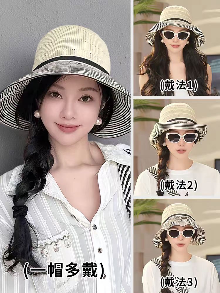 Simple and versatile sun protection fisherman's hat, wide-brimmed sun protection casual hat, sun protection hat for women's summer outdoor activities Item Picture