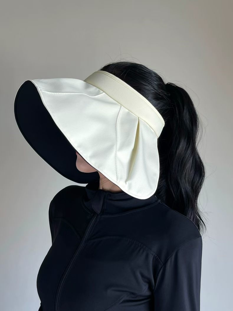 Black figure sun hat, large sun-protective breathable wide-brimmed hat, straw hat, sun-protective hat, sun hat details Picture