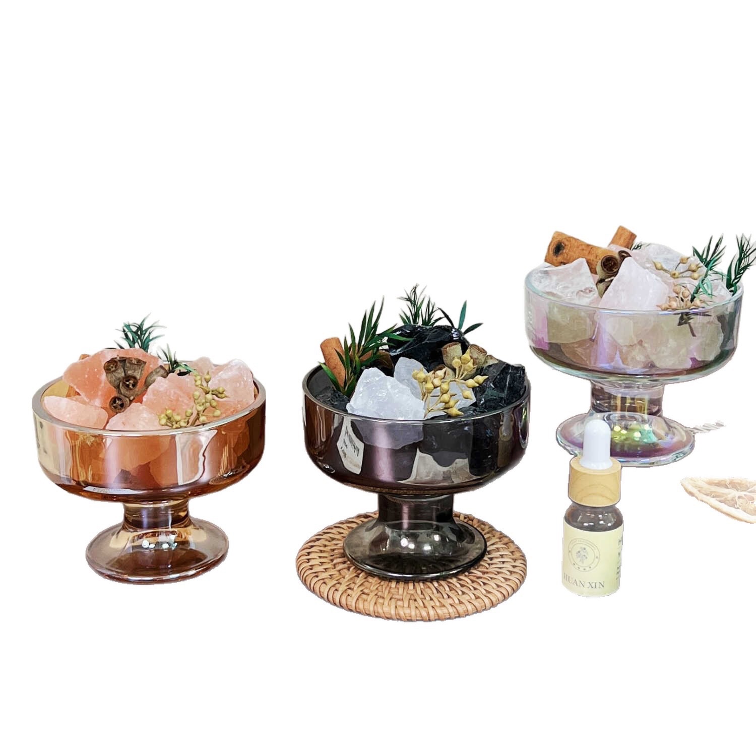 Wholesale of flameless aromatherapy diffuser stone essential oil for bedroom home use, long-lasting fragrance, high-end crystal stone dried flower ornaments for decoration Item Picture