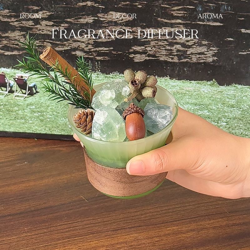 天然晶石青绿香氛礼盒摆件只此精油无火香薰扩香石创意伴手礼摆件 产品图