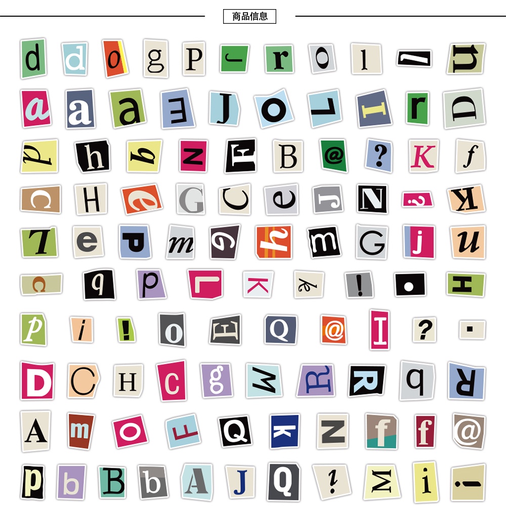 English letter cartoon cute planner materials, decorative stationery stickers, 50 stickers, mobile phone stickers, mobile phone back cover stickers, mobile phone stickers details Picture