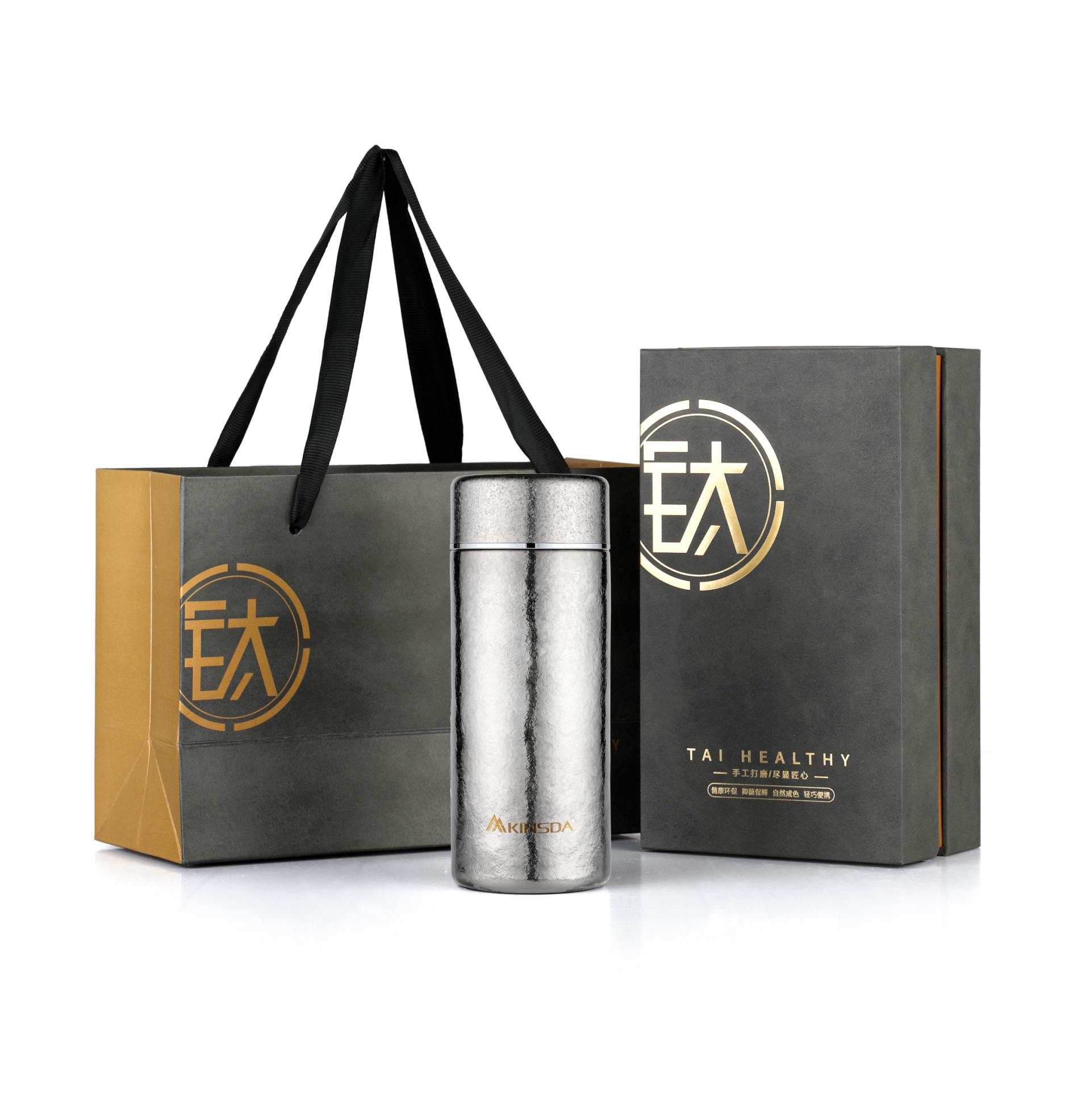 Metallic texture titanium small pocket cup 200ml portable heat-resistant titanium cup for office and home use mini insulated cup details Picture