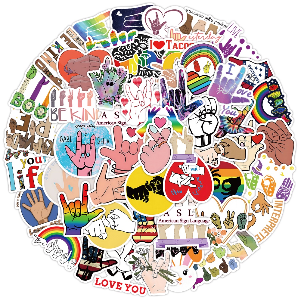 Hip-hop rock cartoon cute planner materials, decorative stationery stickers, 50 stickers, phone stickers, phone back cover stickers details Picture