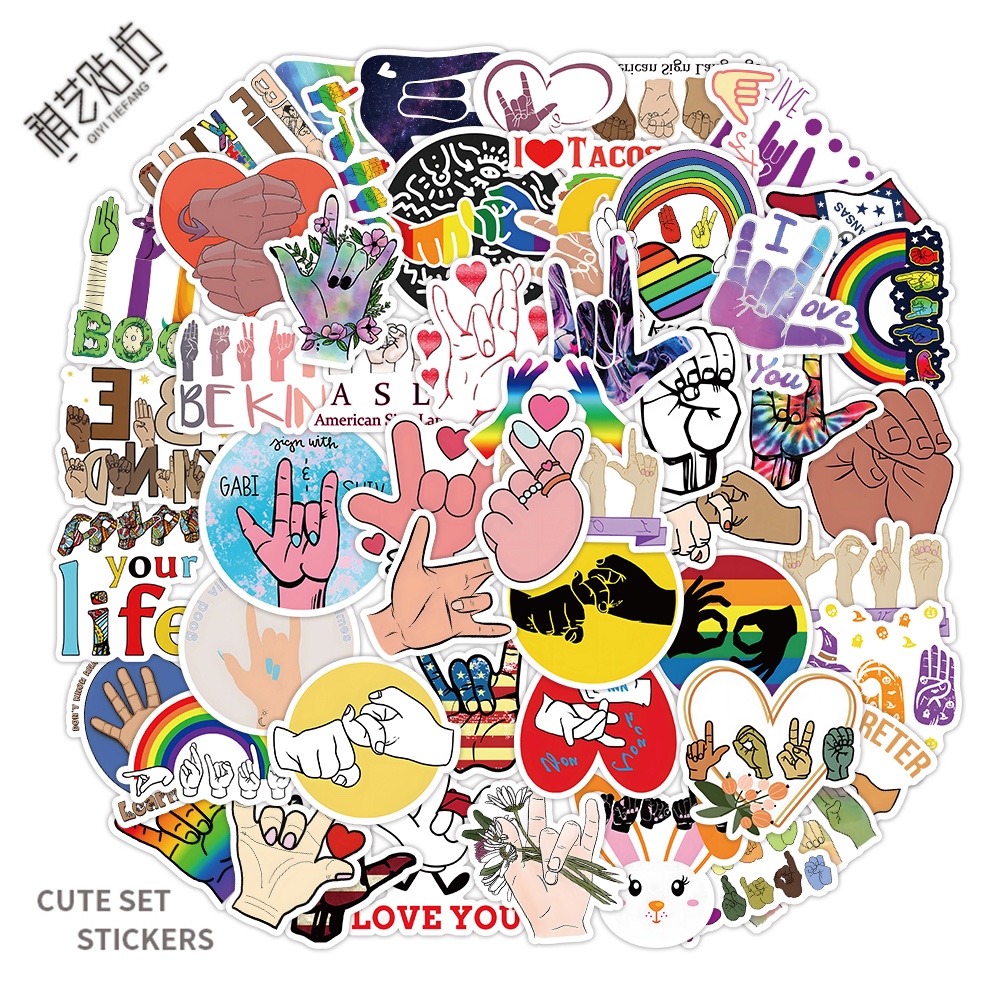 Hip-hop rock cartoon cute planner materials, decorative stationery stickers, 50 stickers, phone stickers, phone back cover stickers