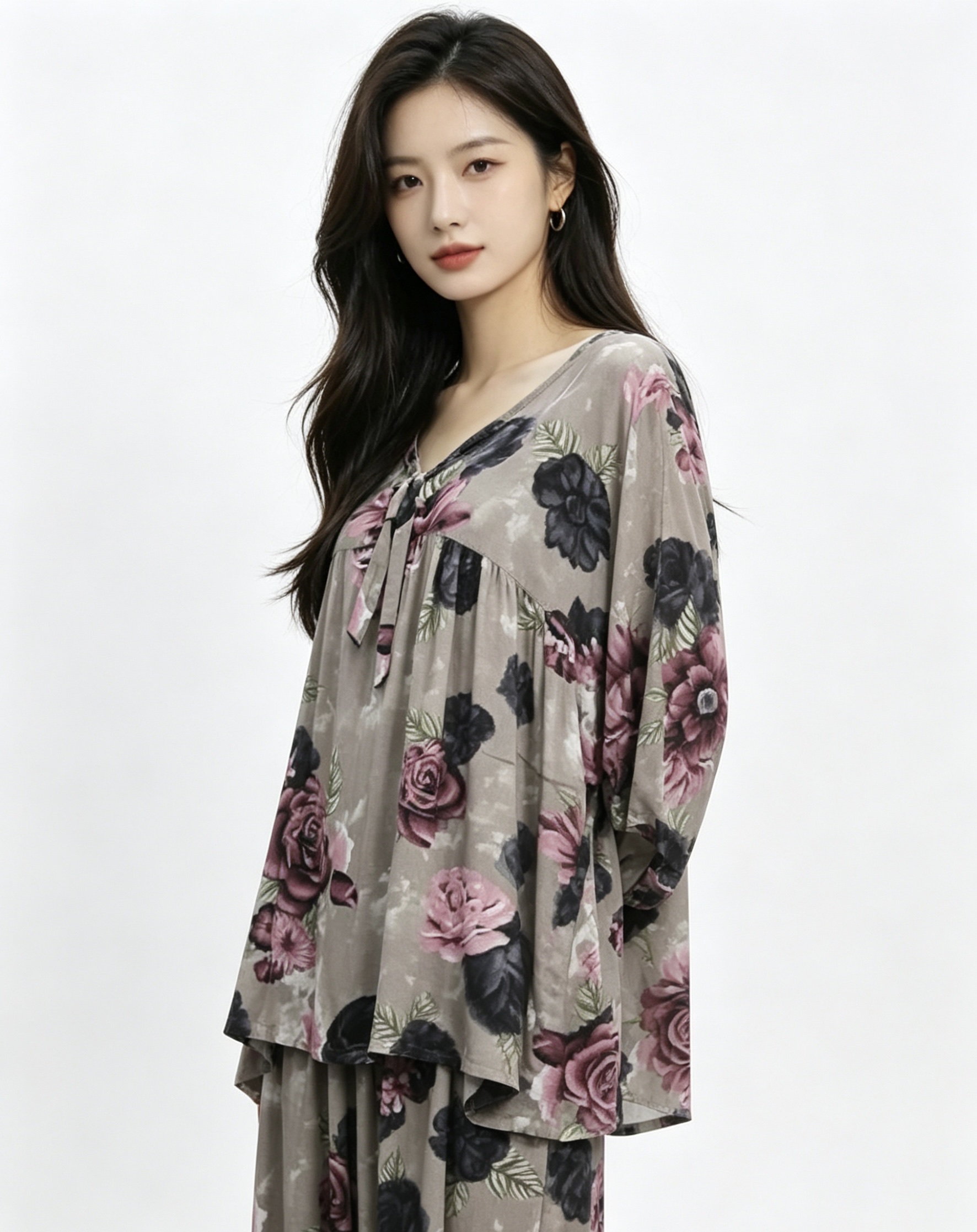 Floral pattern women's summer floral home wear slimming and form-fitting daily wear pajamas women's summer
